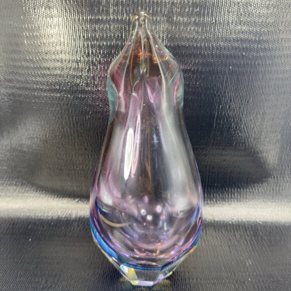 Venetian Murano Art Glass Vase Faceted Bottom Sommerso Heavy Hand Blown Glass - Picture 10 of 16